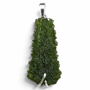 Sterling Silver Pendant with Natural Moldavite, 925 Silver