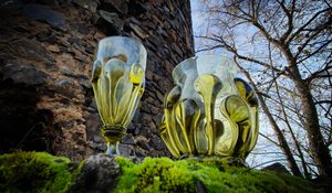 MEDIEVAL GOBLET - BOHEMIA, green forest glass