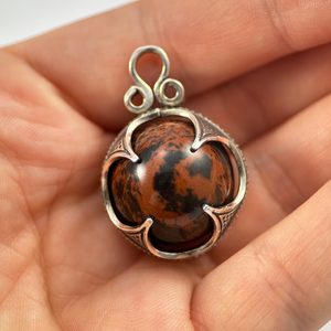 Jasper - black and red, Viking pendant, Gotland, silver 925/1000