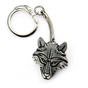 VUK - Loup, porte-clés, zinc argent antique