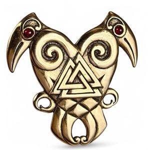 HEART OF THE NORTH, Hugin and Munin, bronze viking pendant