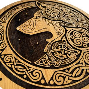Celtic wolf, wooden wall picture 32cm