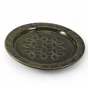 Plate green, decorated, medieval