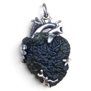 Sterling Silver Pendant with Natural Moldavite, 925 Silver