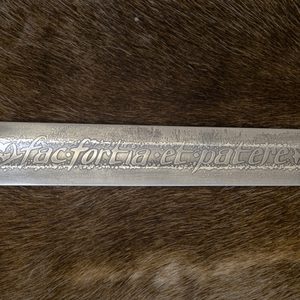 Fac Fortia et Patere etched single-handed Medieval Sword FULL TANG