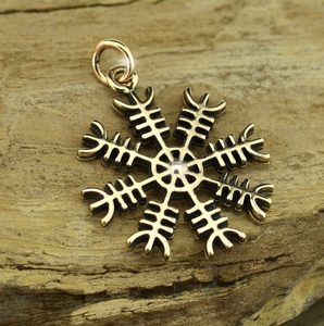 Aegishjalmur - Helm of Awe, Icelandic Magical Rune, pendant, bronze