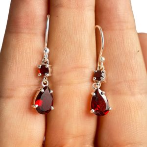 KYANE, boucles d'oreilles en argent, grenat, Ag 925/1000