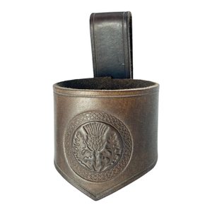 Scottish Thistle, leather horn holder, brown