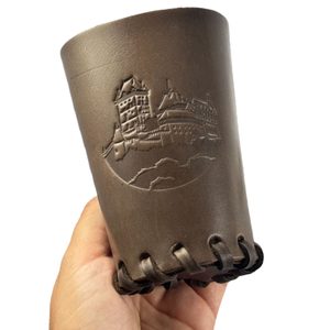 Leather cup for dice brown