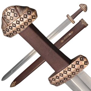 Viking sword, type D with leather scabbard