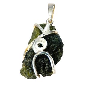 LUNA, silver pendant with Czech Moldavite Ag 925