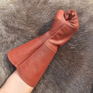 Gants d'escrime en cuir cognac