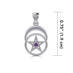 PENTACLE AND LUNA WITH AMETHYST, SILVER PENDANT, AG 925 - PENDANTS{% if kategorie.adresa_nazvy[0] != zbozi.kategorie.nazev %} - SILVER JEWELLERY{% endif %}