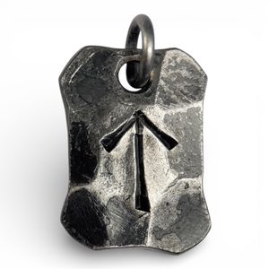 TIWAZ, forged iron rune pendant