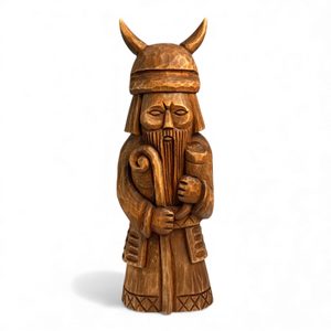 VELES, SLavic God, hand carved wooden statue