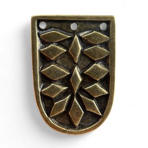 VIKING STRAP END for Belts, Haithabu, zinc - antique brass