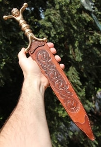 EARNAN, Celtic anthropomorphic bronze dagger, damascus steel
