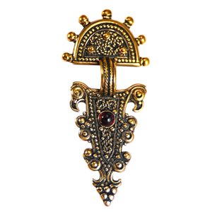 EAGLE HEADS, early medieval fibula remade as a pendant, bronze