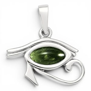 Silver Pendant with Moldavite, Eye of Horus, Ag 925