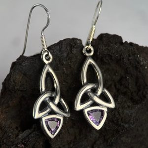 KIRA, earrings, silver and amethyst