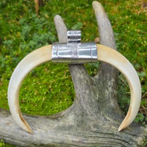 Collier de chef viking avec défense de sanglier, argent 925, 17 g