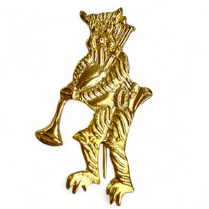 Devil with bagpipes, medieval pilgrim badge