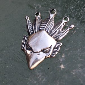 FEUERVOGEL mit Moldavit, Silberanhänger Ag 925 12g