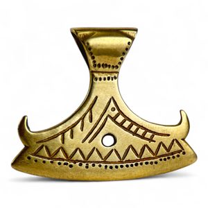 BEARDED AXE OF PERUN, brass Slavic pendant