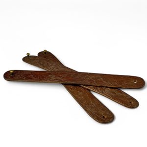 Oak leaves, leather bracelet - dark brown