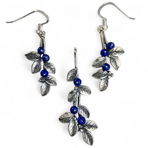 Blueberries, jewellery set, silver