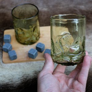 WHISKEY Green Glass, Gift Set 2 glasses + 6 cubes