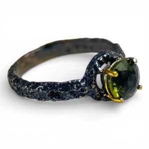 KRUMAU, moldavite, silver ring, Ag 925/1000