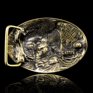 Deer, belt buckle, brass