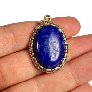 LAPIS LAZULI, large, bronze, pendant