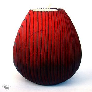 WOODEN CANDLESTICK, red pear