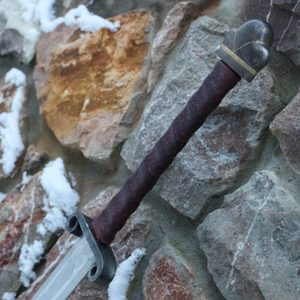 BARBARIAN two-handed sharp fantasy sword with Scabbard on the back