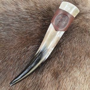 Scottish Thistle, leather horn holder, brown