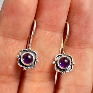 FLAVIA, silver earrings, amethyst, Ag 925/1000
