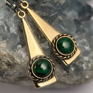 TRIANGLE, Ohrringe, Bronze, Malachit
