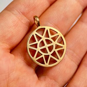 SUN and CROSS, small, bronze pendant