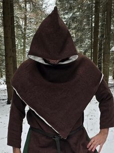 Viking hood, lined, wool and linen, Norway
