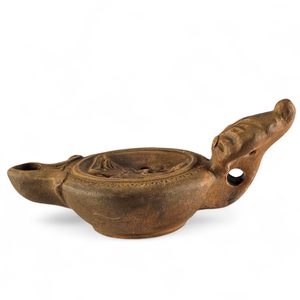 Roman oil lamp, lyre