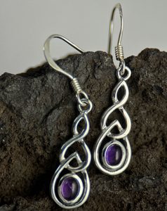 Celtic knot, amethyst, silver earrings 925/1000
