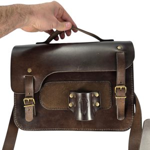 Leather Rock & Fossil Collector Bag for Paleontology