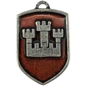 PRAGUE, medieval coat of arms in shield, 14th century, zinc, enamel