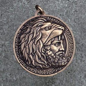 Heracles, Greek hero, pendant, zinc, antique brass finish