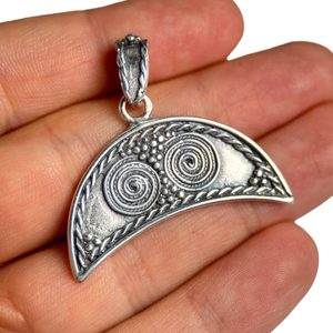 LUNA, Dark Age sterling silver pendant of fertility