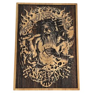 Svarog, Dieu slave, décoration murale, bois 30x40cm