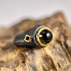 BOHEMIA, bague de luxe en argent avec Moldavite tchèque