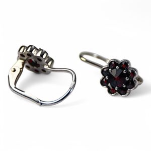 FLORA, silver earrings with garnets, Ag 925/1000